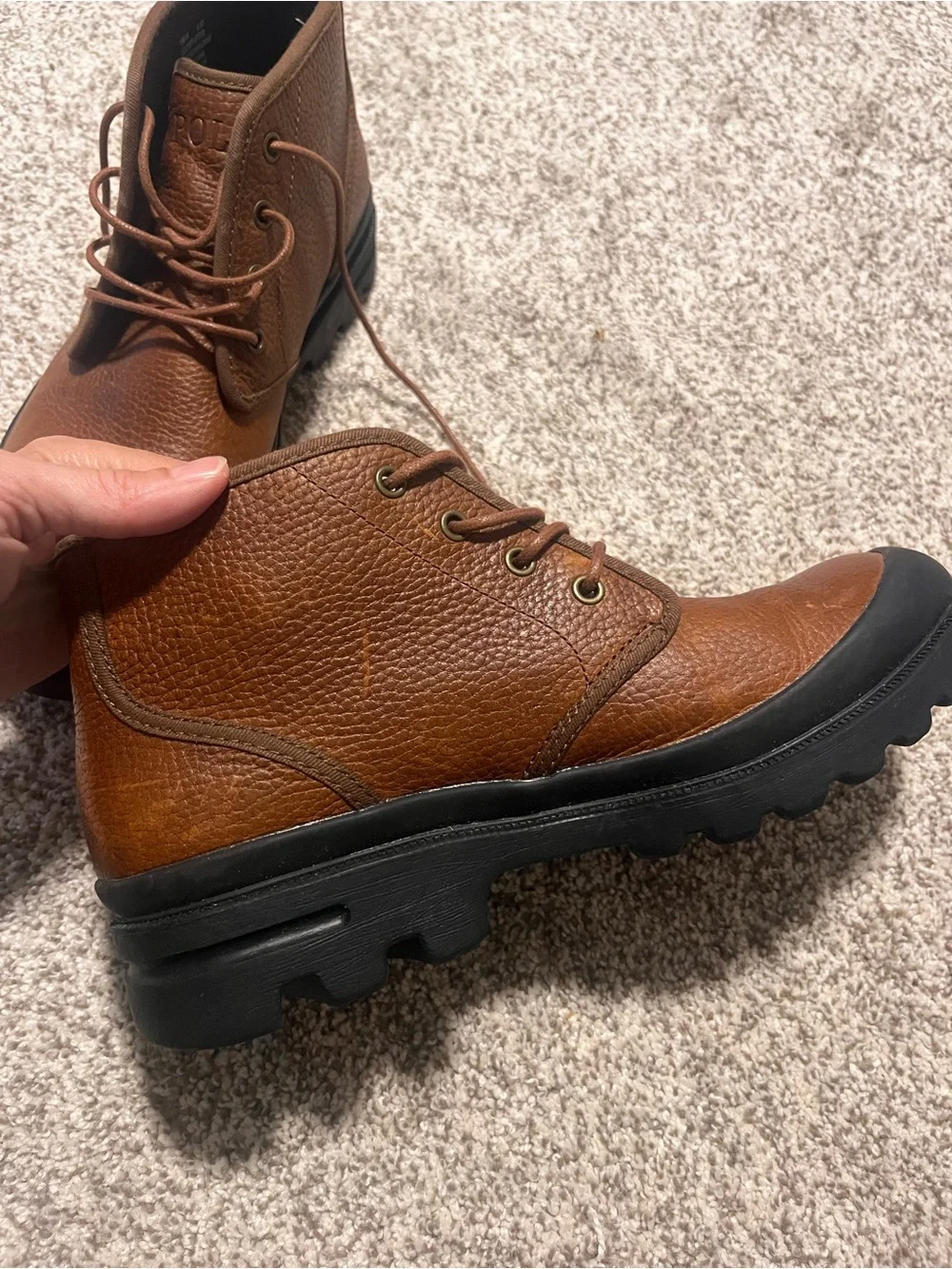 Polo Ralph Lauren Omar Men’s 9.5D Brown Leather Lug Sole Chukka Boots
